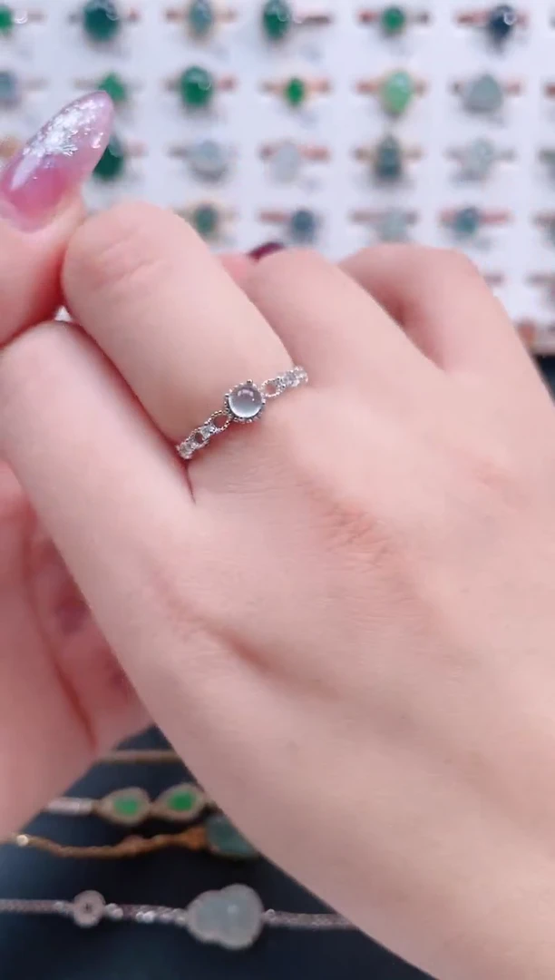 银S925镶嵌戒指翡翠天然翡翠