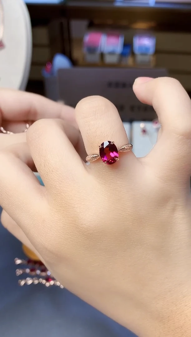 银S925镶嵌戒指石榴石天然镁铝