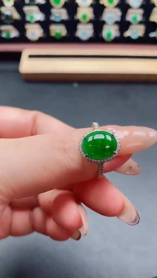 银S925镶嵌戒指翡翠1