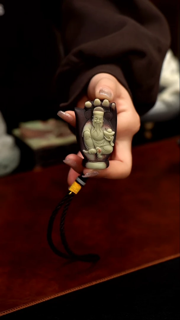 紫袍玉带石财神手把