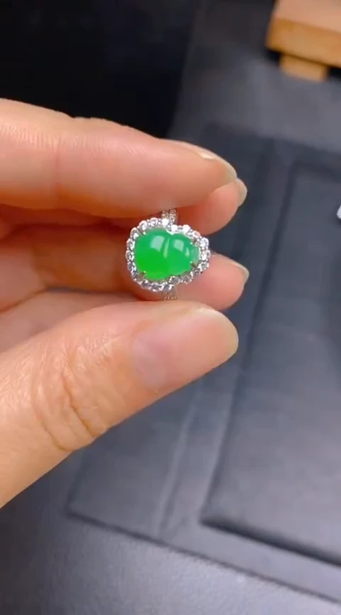 翡翠戒指银S925镶嵌葫芦