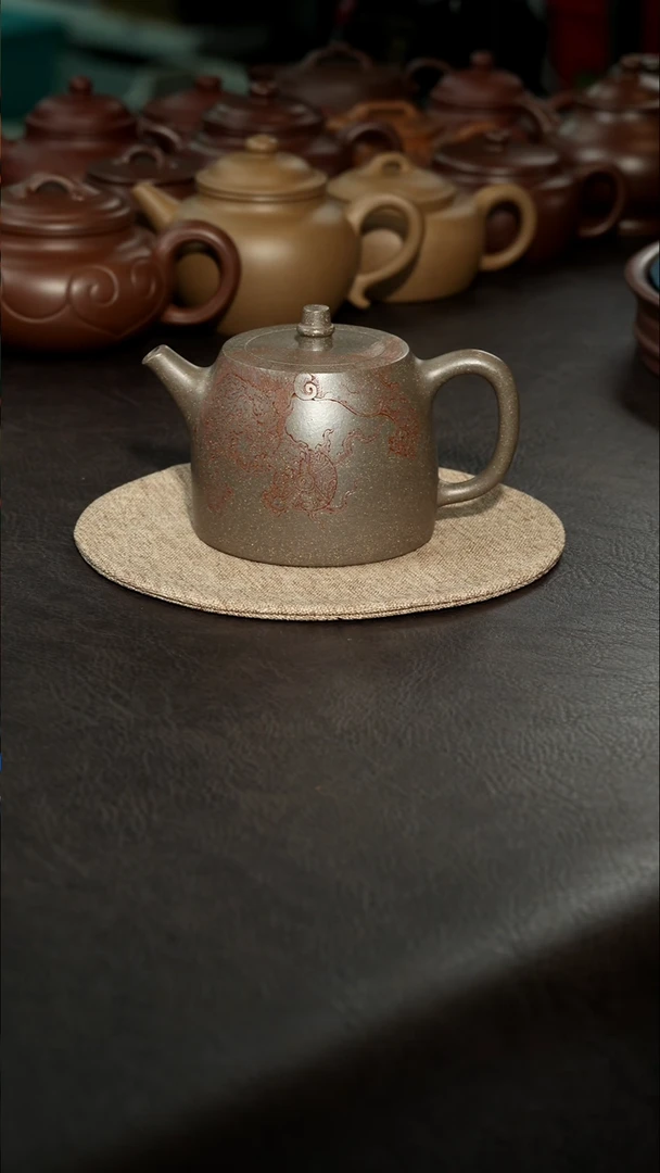 茶壶紫砂09青段刻绘汉铎