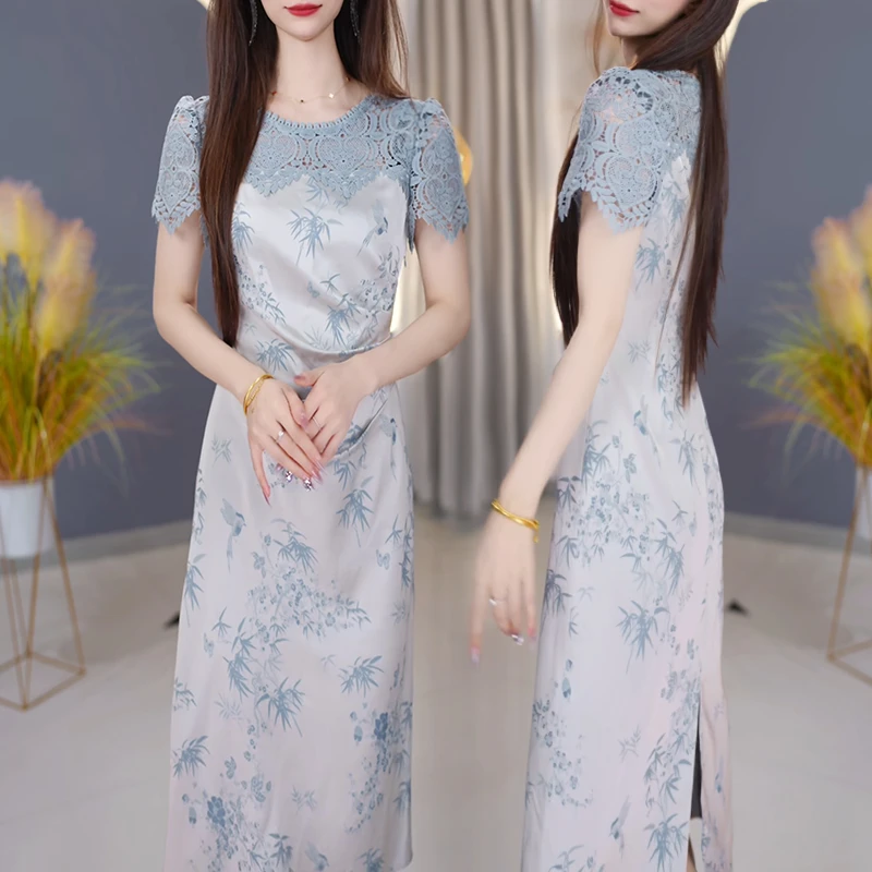 【宠粉定制】B1387图片色连衣裙优雅气质时尚减龄收腰显瘦夏季设计