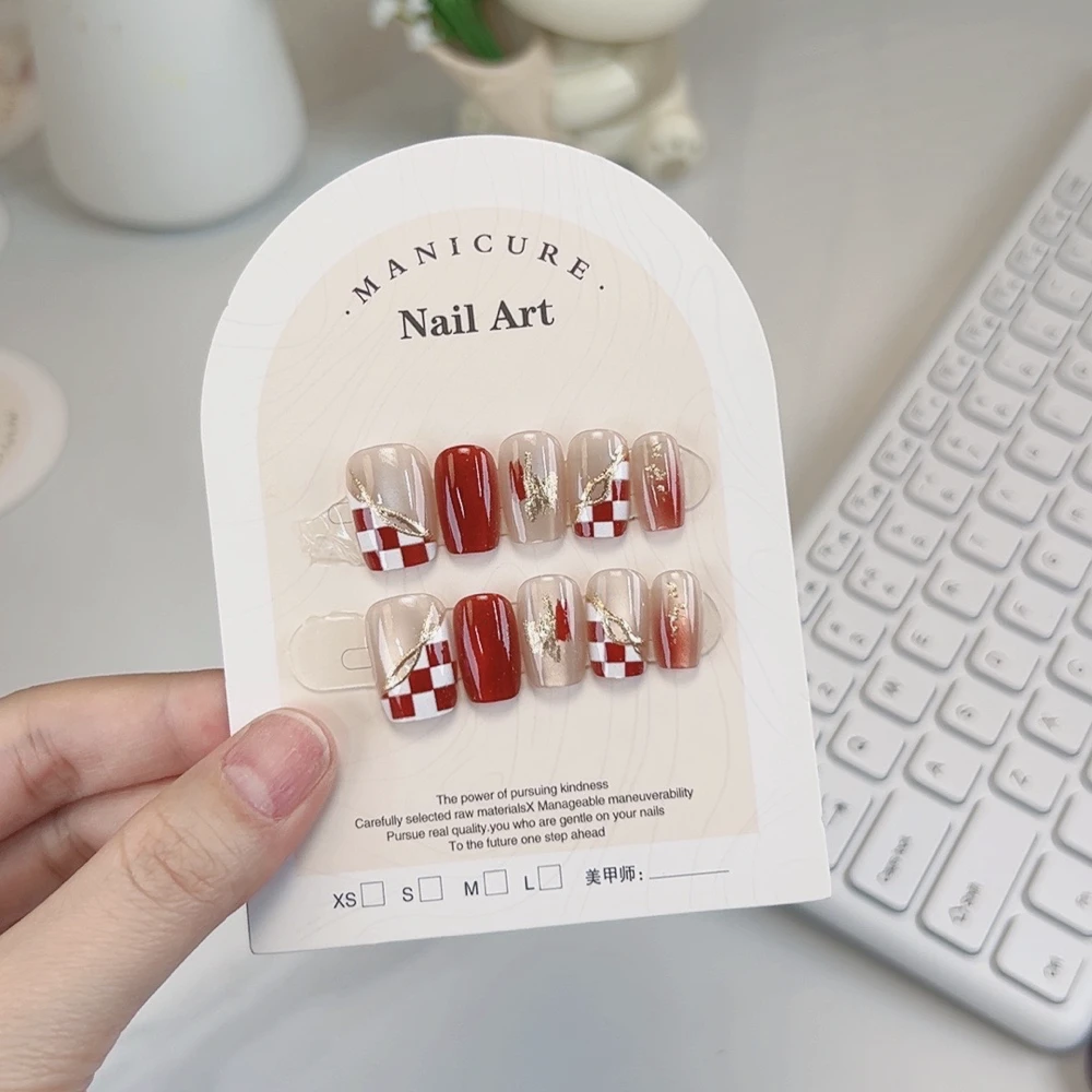 港风美人  特好看 轻奢花显白 手工定制 穿戴甲片2025新款高级感