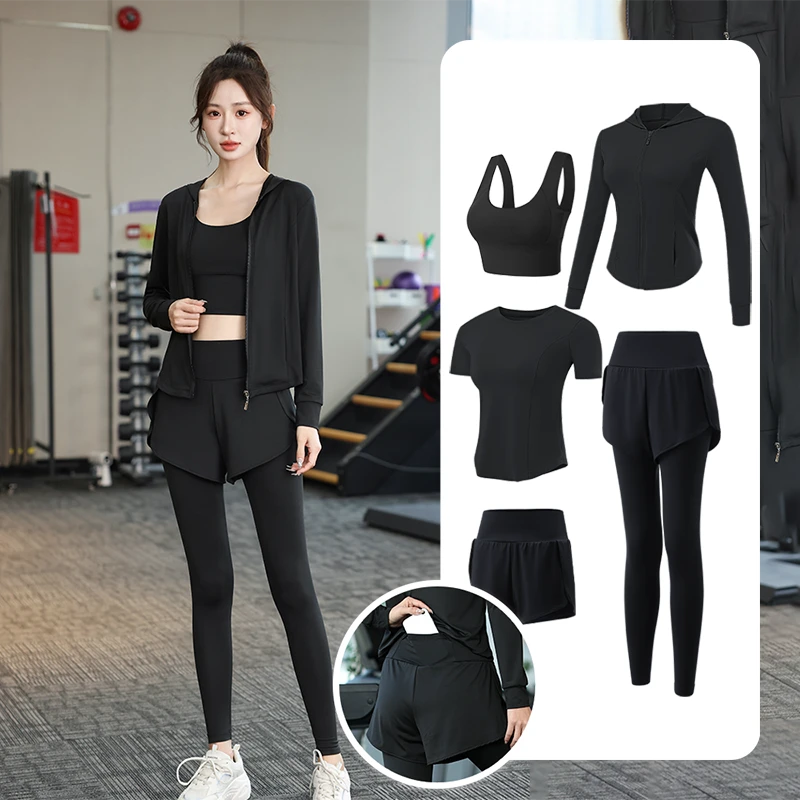 健身套装女秋冬高级感专业网红跑步弹力运动套装女晨跑服瑜伽速干