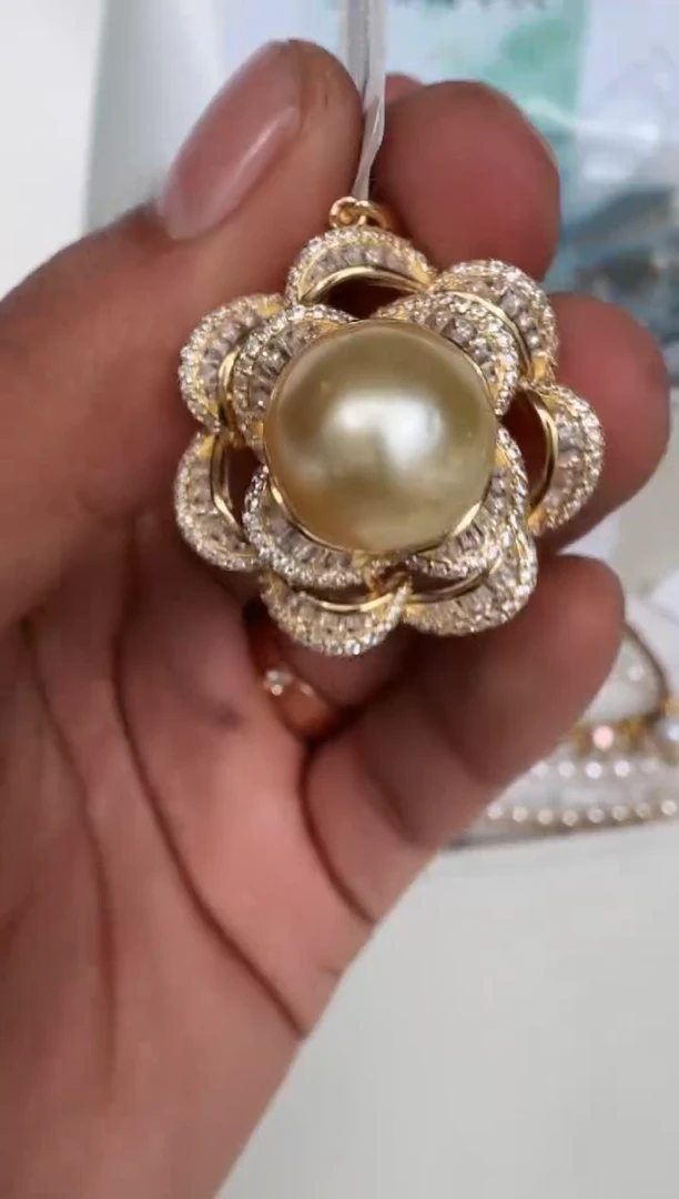 颈饰银S925镶嵌海水珍珠吊坠