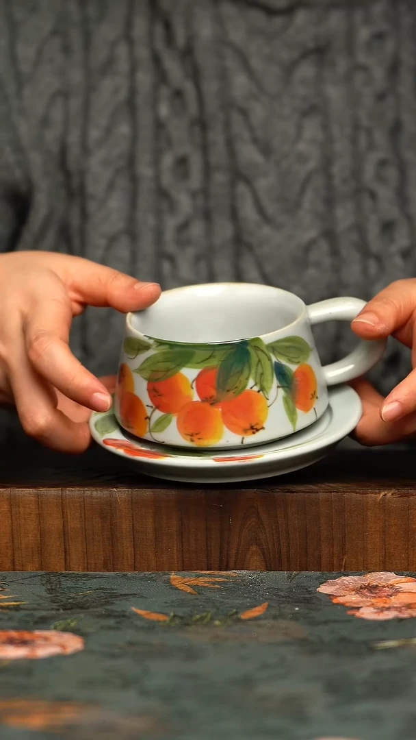 杯釉下彩手工手绘同款陶器