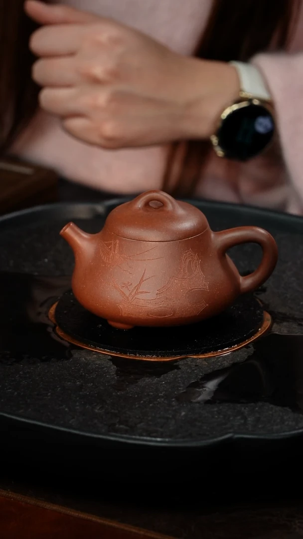 茶壶紫砂刘海清 曼生石瓢120 底槽清 210毫升