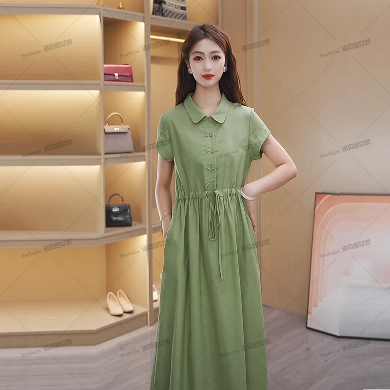 nuobeiyin/诺贝因夏季收腰显瘦高级感苎麻气质连衣裙 NTS680595–3