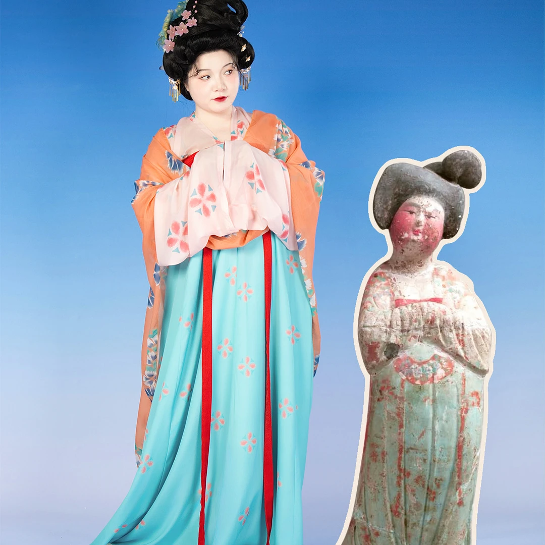 [陶俑系列]袅鸣涧原创唐制汉服复原彩绘仕女陶俑唐风春夏齐胸裙01