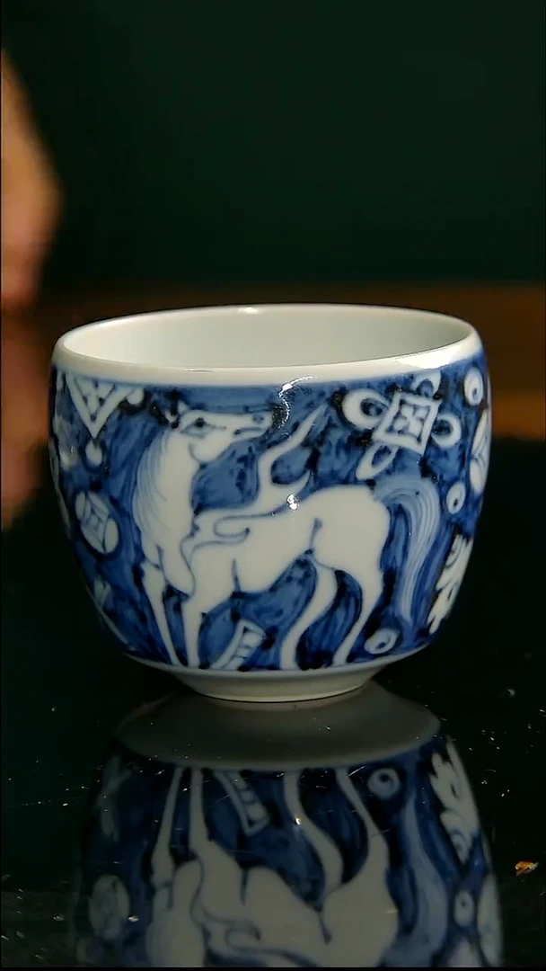 摆件瓷凌兮君窑 白马单杯