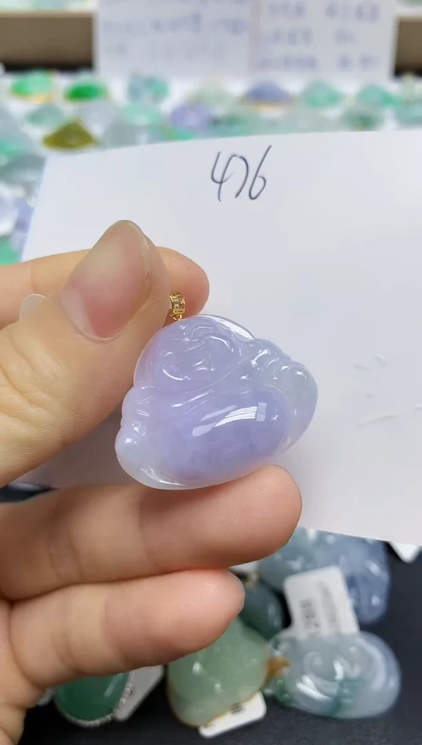 翡翠18K金镶嵌颈饰天然缅甸翡翠A货