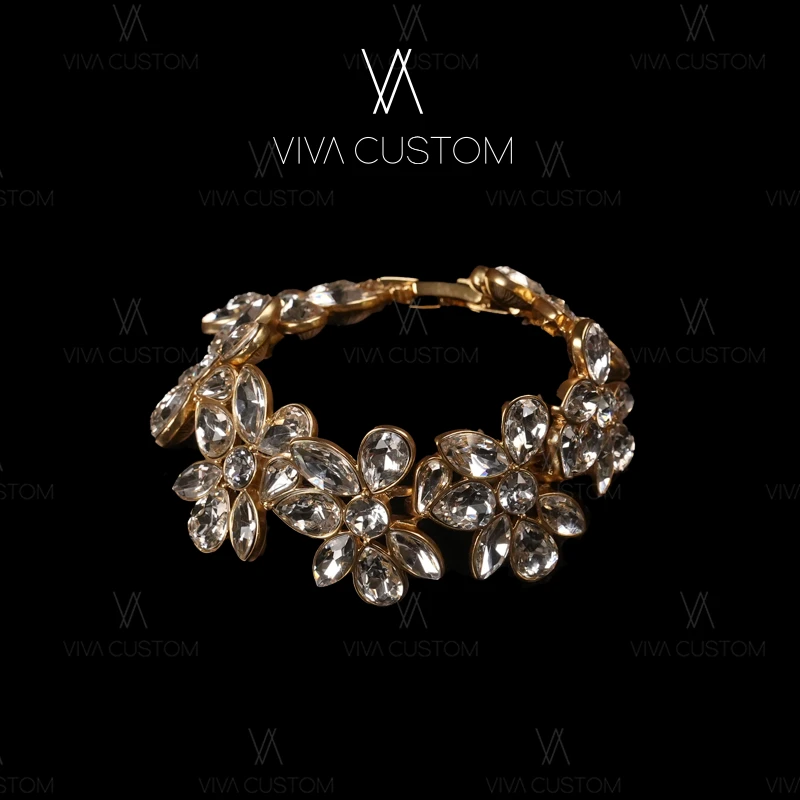 铜合金合成锆石手链 （精工系列）气质百搭超仙花朵手链