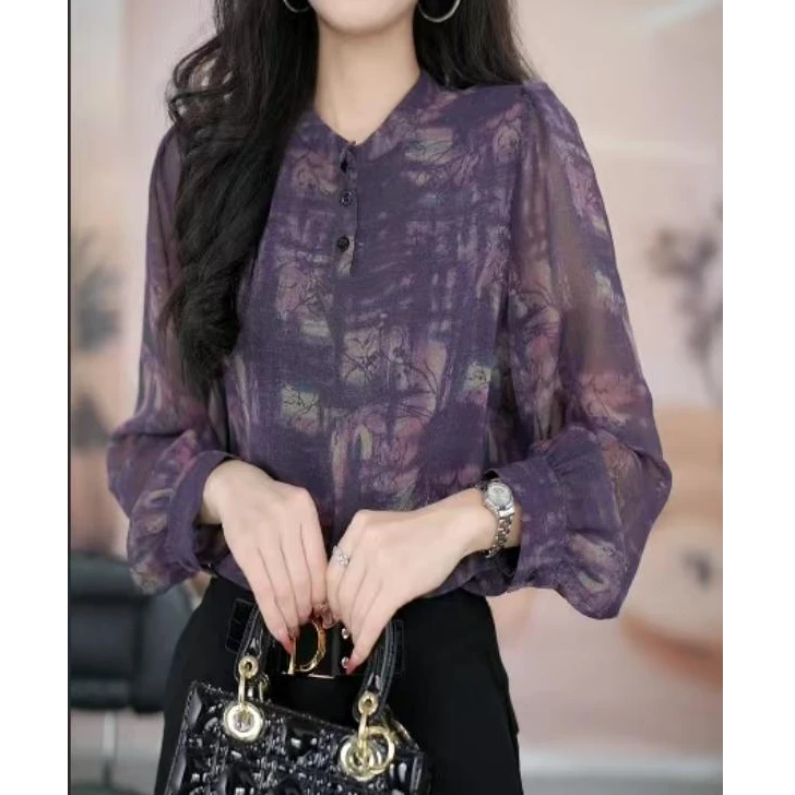 Y028款秋季时尚百搭气质宽松减龄上衣小衫长袖123