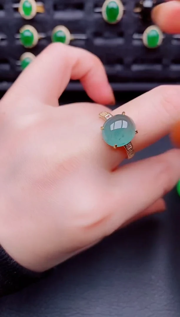 【闪购商品】翡翠戒指银S925镶嵌天然a货翡翠173