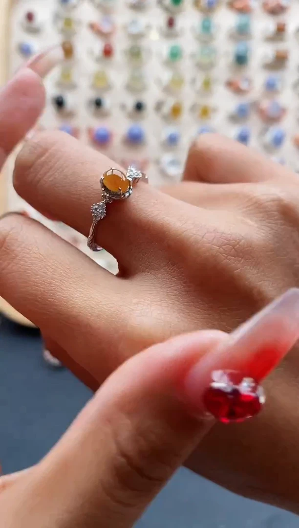 【闪购商品】翡翠戒指银S925镶嵌缅甸天然A货翡翠333 5+9