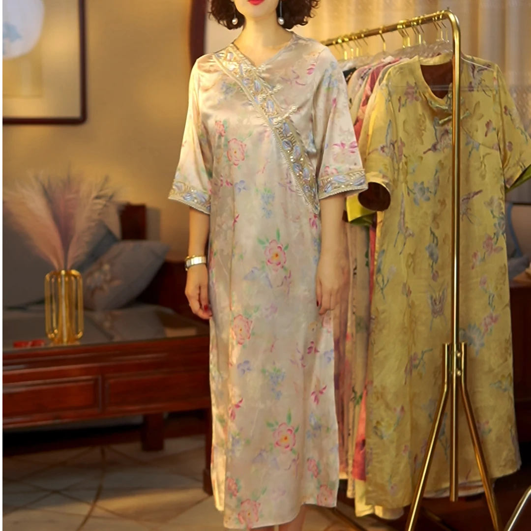 【锦芙】新款香云妈妈装连衣裙新中式中长款中国风