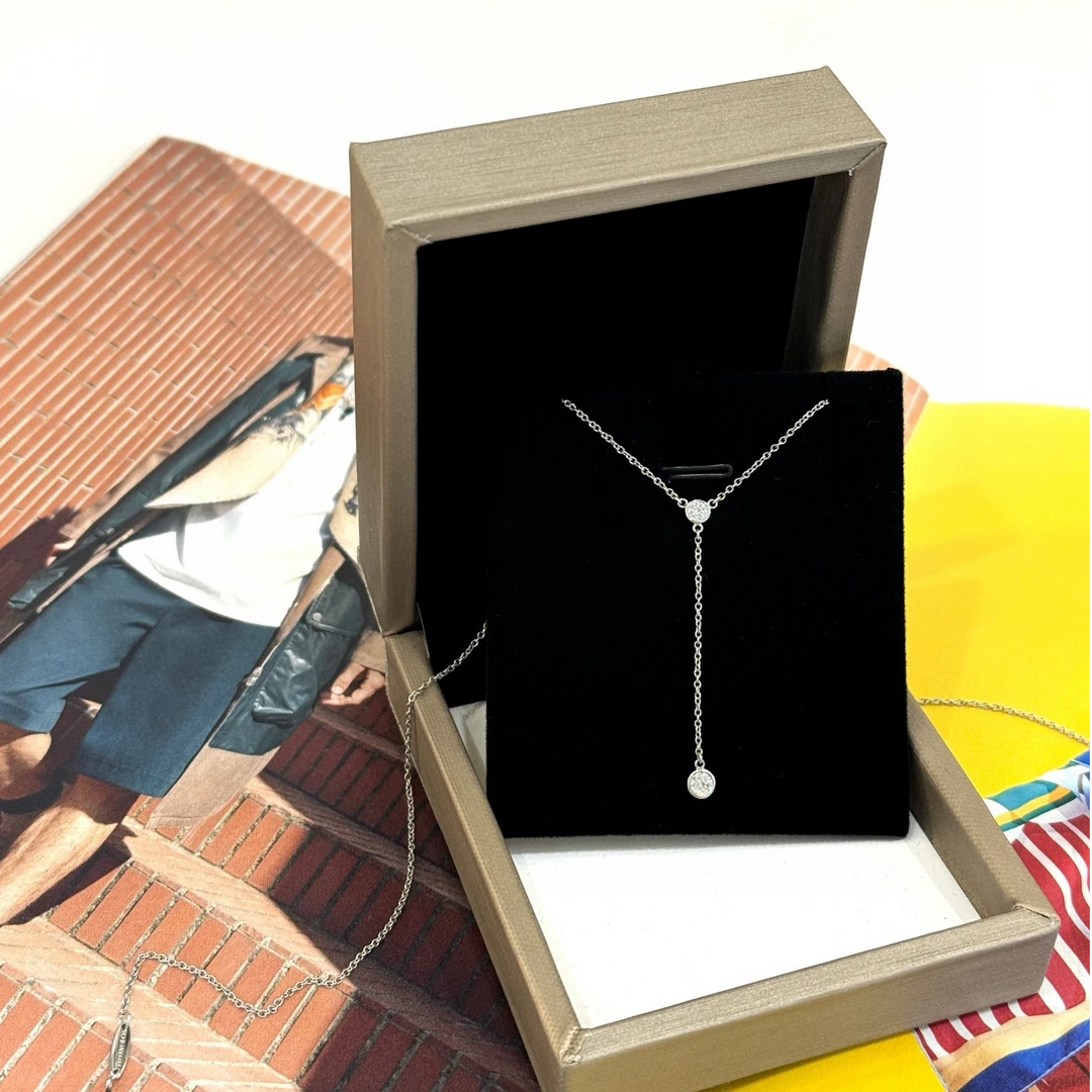 99新 Tiffany & Co./蒂芙尼 7姐专场/18K白金双钻流苏项链