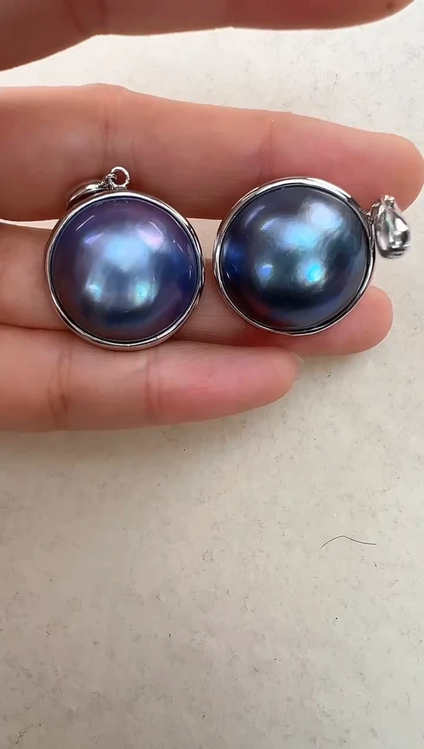 【闪购商品】拼合珍珠（马贝珠）颈饰银S925镶嵌多样性发一蓝色