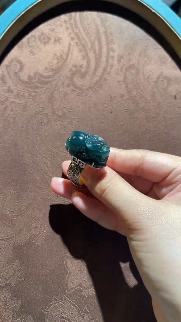 银S925镶嵌戒指翡翠红翡绿翠