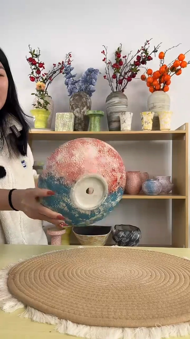 景德镇手作花盆高8口18