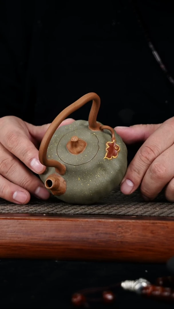 茶壶紫砂原矿老段泥提梁南瓜壶220cc