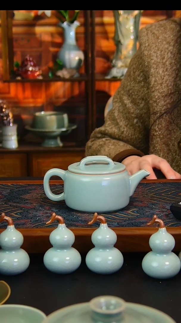 瓷片全手工仿古釉汉瓦壶，不完美