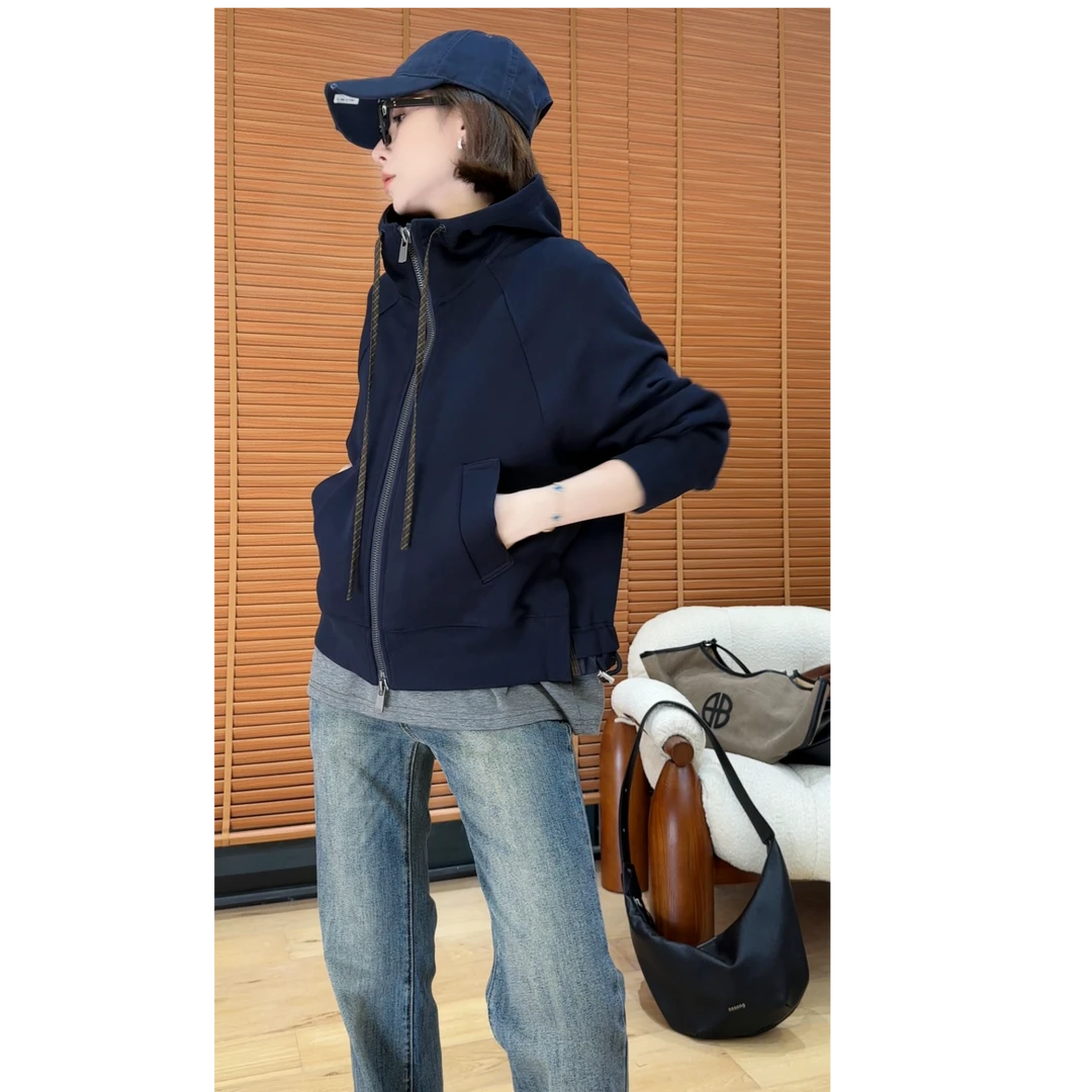 YYOUHAN 2025新款秋日信使极简风百搭连帽卫衣外套 2508C4349