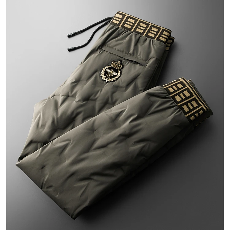 梵基弗奈冬季高端户外撞色防风防水加厚保暖白鹅绒男士小脚羽绒裤