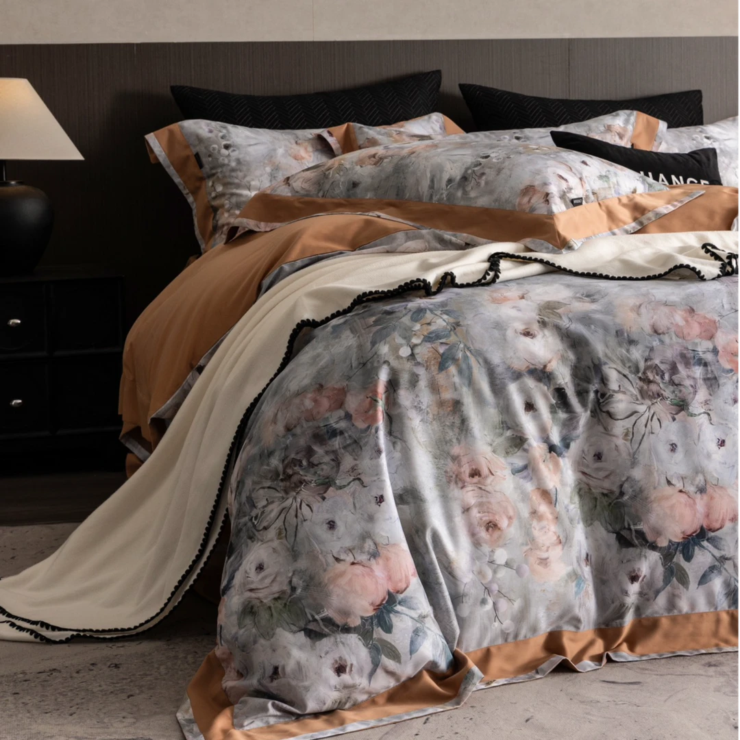 【CJ-花开盛夏】 天丝棉磨毛贡缎简约轻奢四件套双面印花