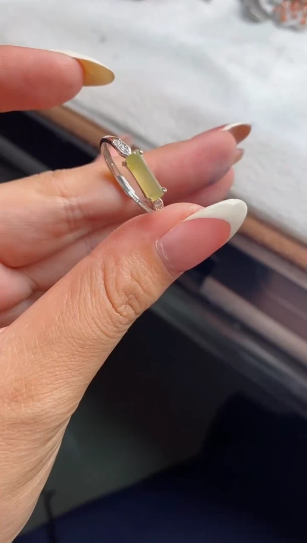 银S925镶嵌戒指翡翠天然A货翡翠