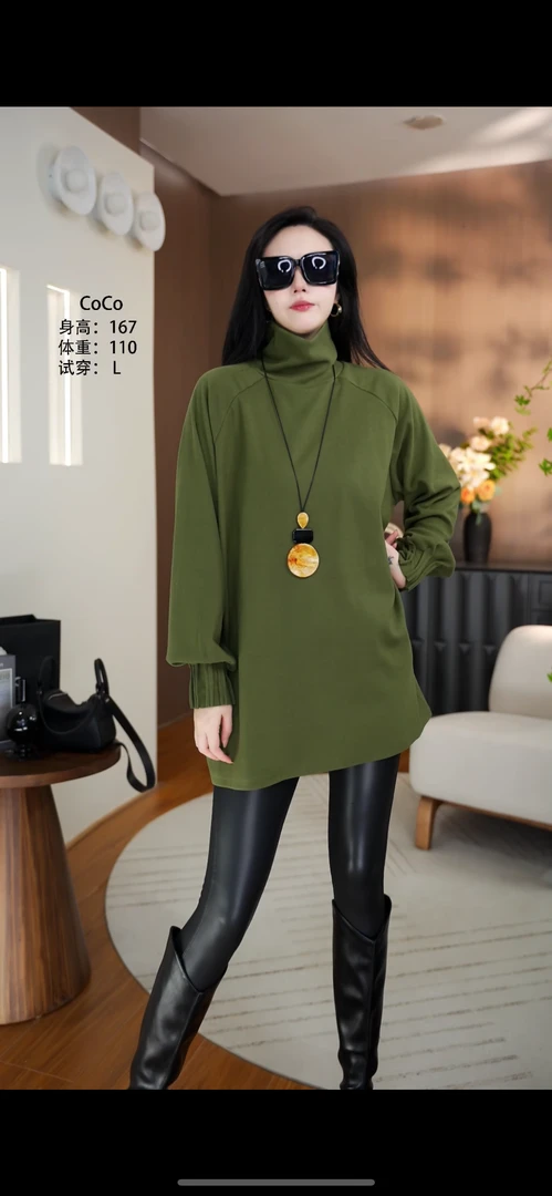 新潮风常规款长袖立领T恤套头休闲时尚中长款