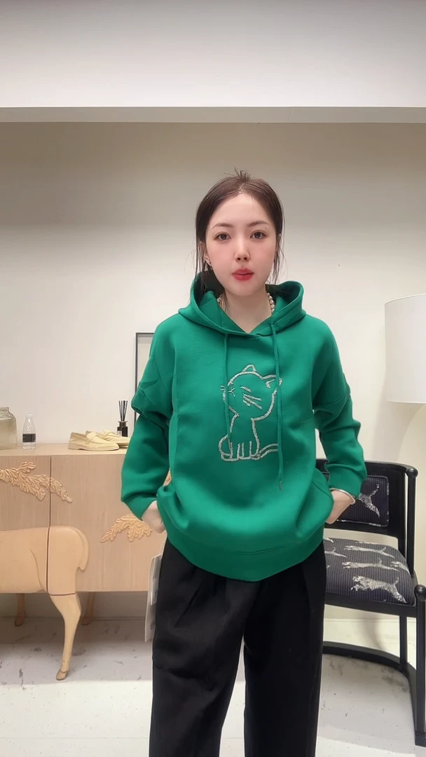 绿色小猫经典卫衣