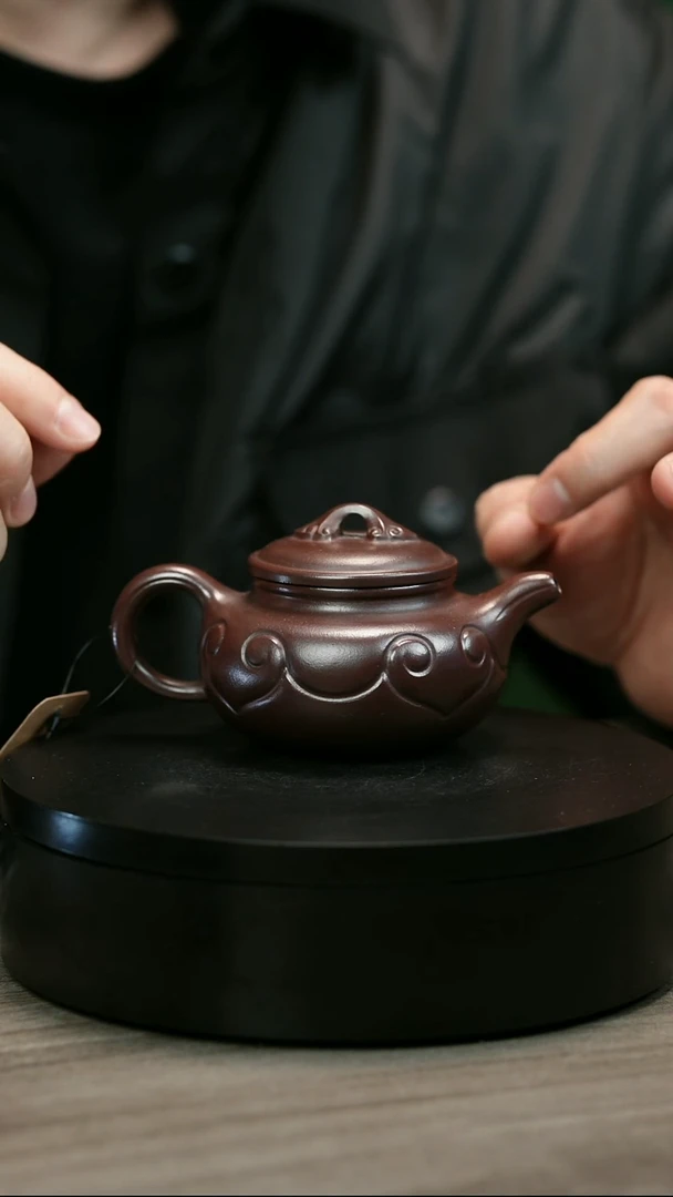 茶壶紫砂椿***＿H1304陆建平紫泥如意仿古