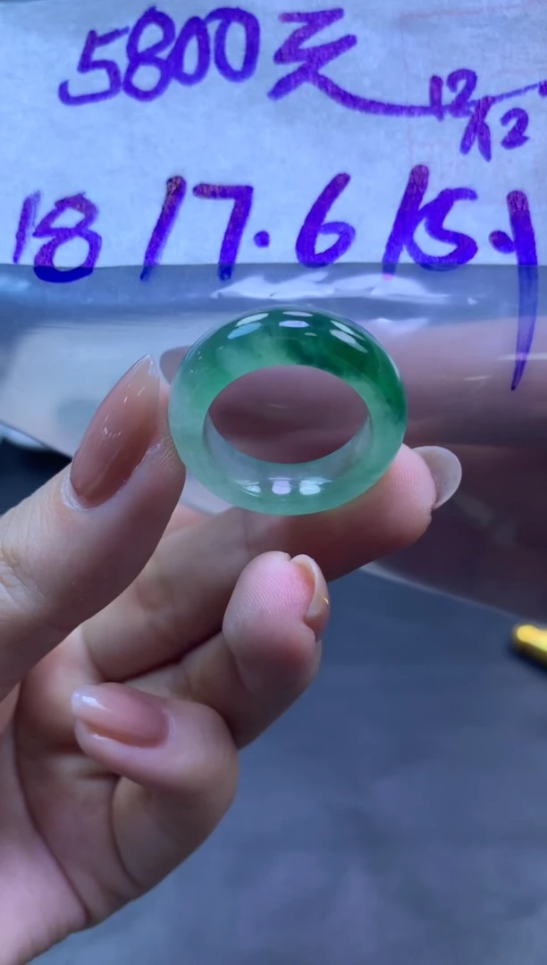 未镶嵌定制翡翠全54戒圈18#5800元毛货需抛光