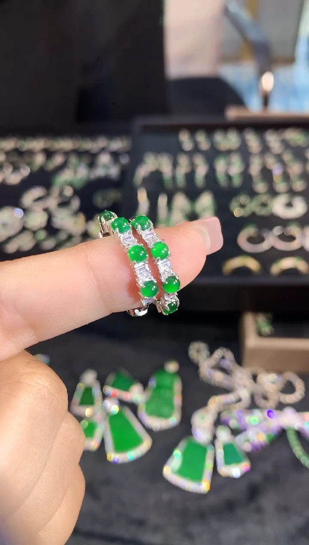【闪购商品】翡翠耳饰银S925镶嵌140zgc时尚