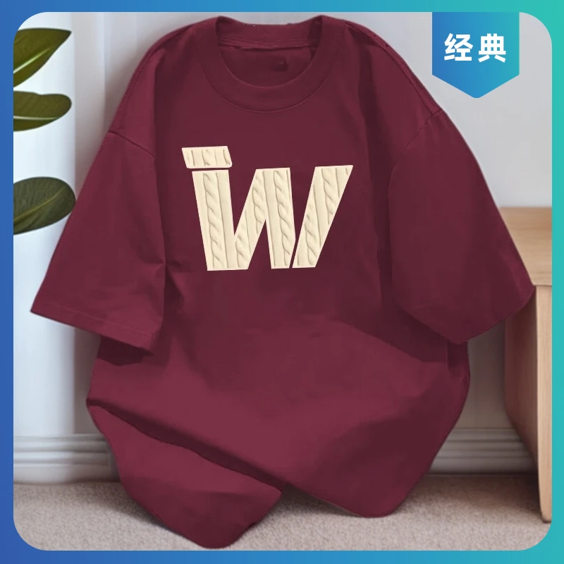 W印花短袖ins免烫宾季百搭常规小众上衣T恤宽松型宽松潮流女