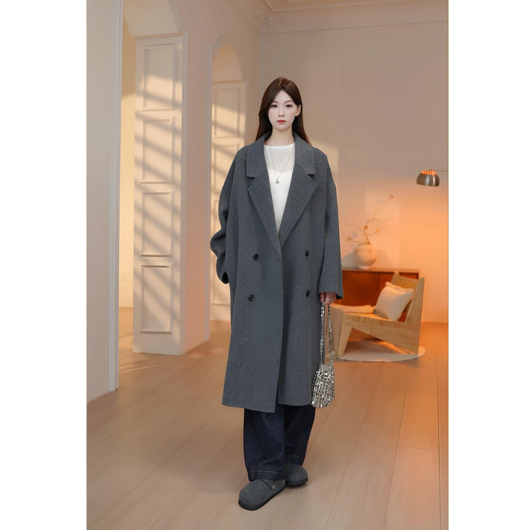 首尔暖冬双面羊毛呢子25冬新款气质穿搭时尚女士大衣