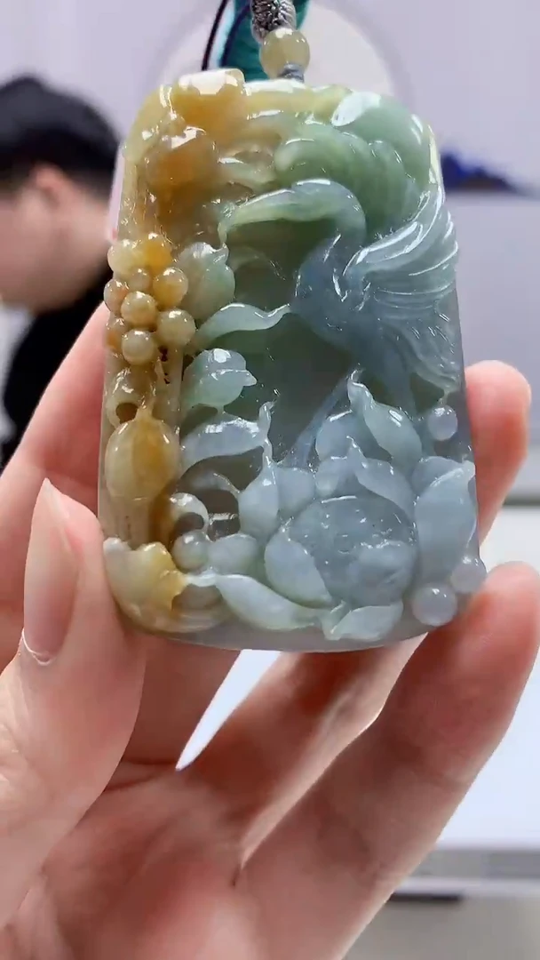 【闪购商品】定制翡翠未镶嵌5060zm-毛货挂件155仙鹤