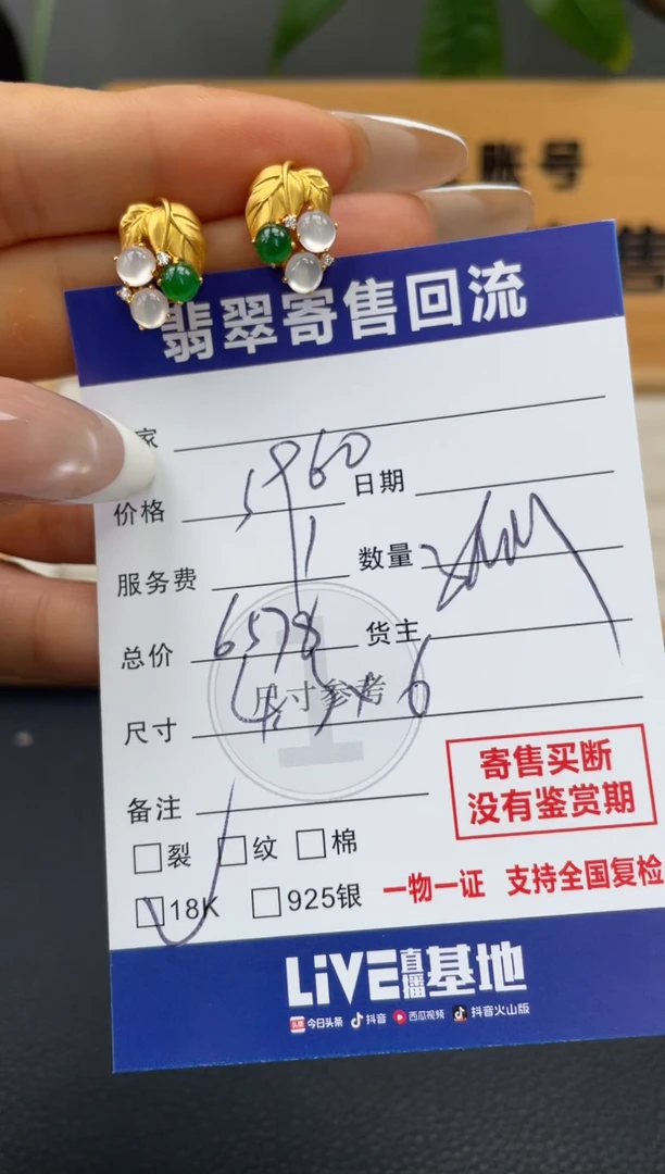 18K金镶嵌翡翠耳饰10148332