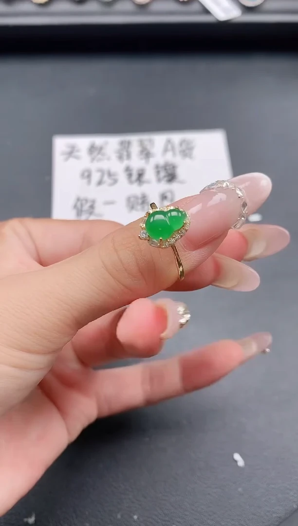 银S925镶嵌戒指翡翠111