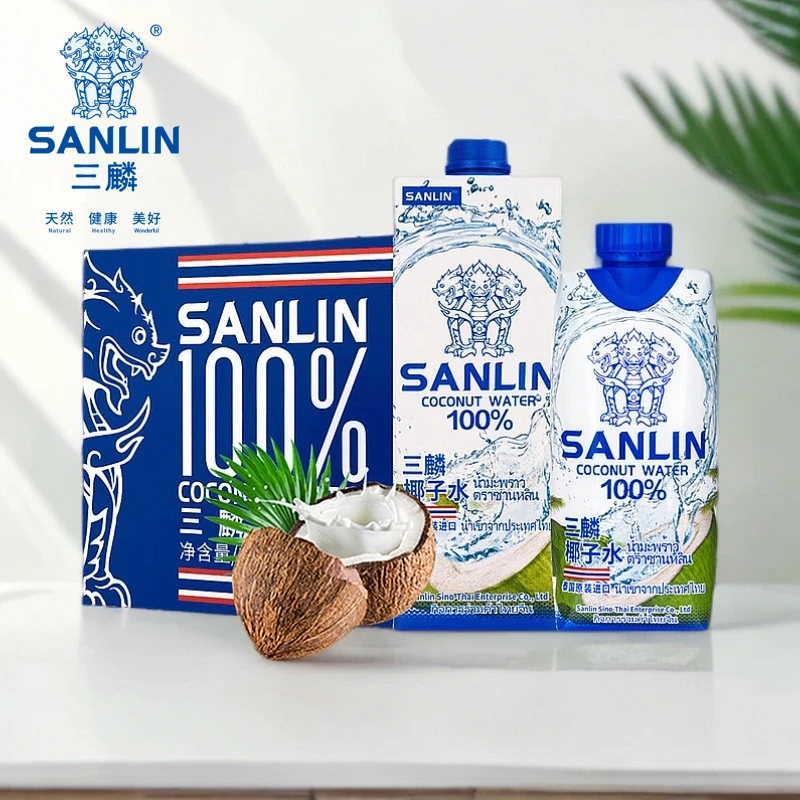 sanlin/三麟泰国原装进口纯椰汁水100%天然NFC饮料果汁330ml整箱