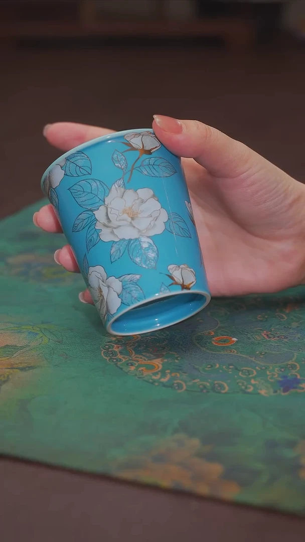 茶杯紫砂【宜景窑松石蓝系列】可乐杯