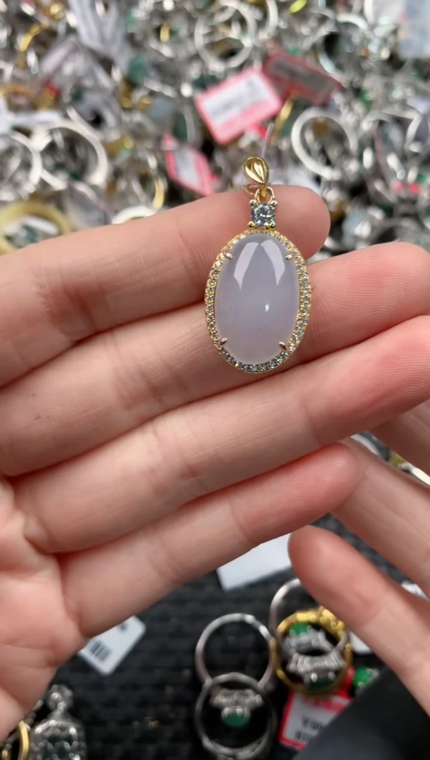 银S925镶嵌戒指翡翠12  6