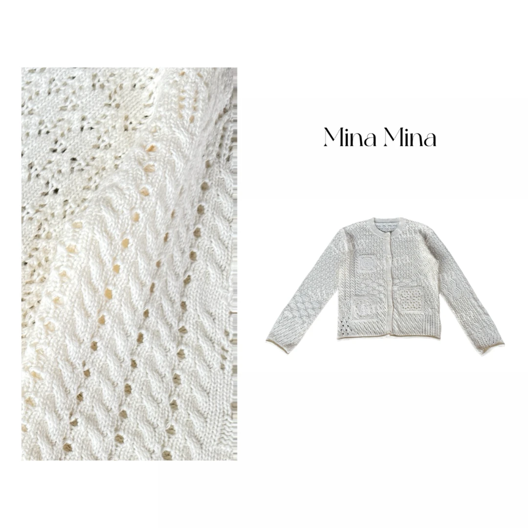 Mina Mina 25春季新款 法式不规则钩花贴布长袖针织衫 2025Z66010