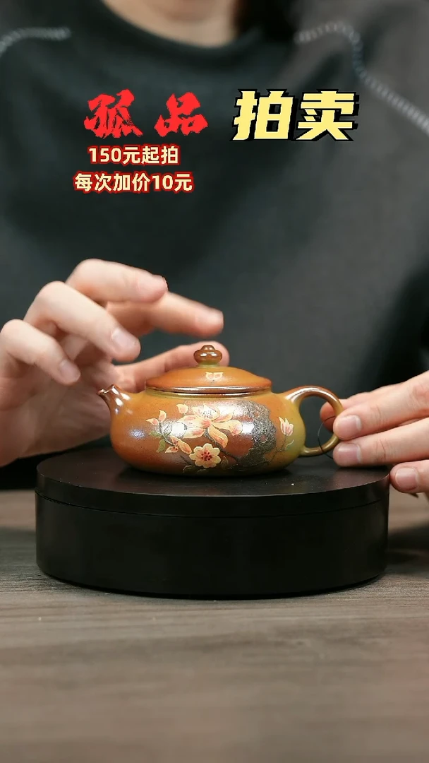 茶壶紫砂h***hH2372李小琴堆绘段泥花朵寒江