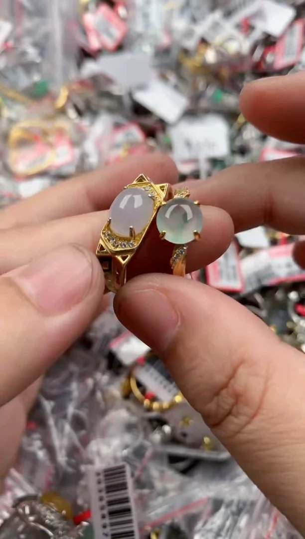 银S925镶嵌戒指翡翠444   3