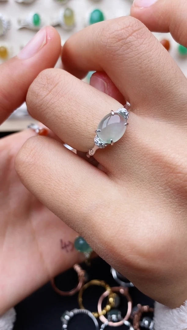 【闪购商品】翡翠戒指银S925镶嵌缅甸翡翠