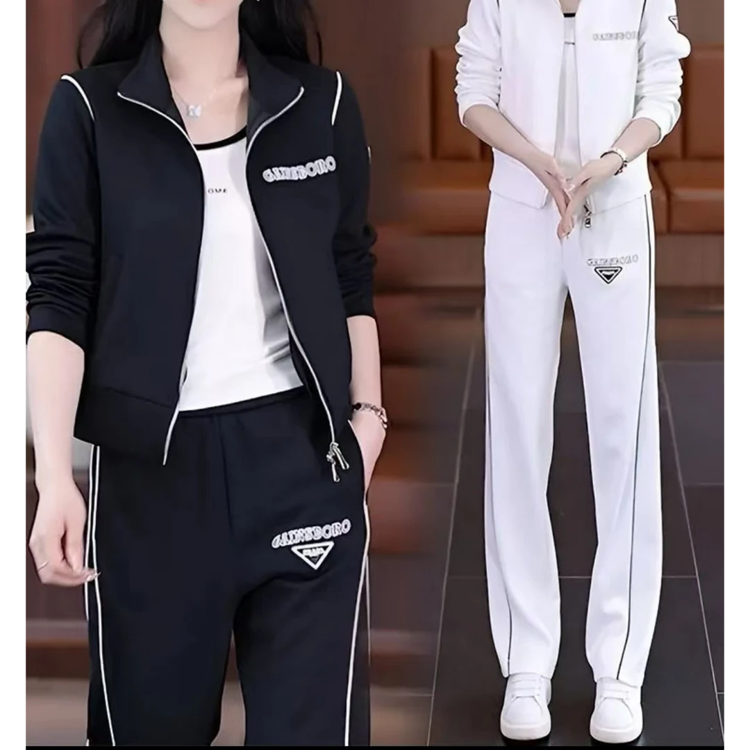 高含棉休闲运动服套装女2025年秋季新款时尚洋气卫衣阔腿裤两件套