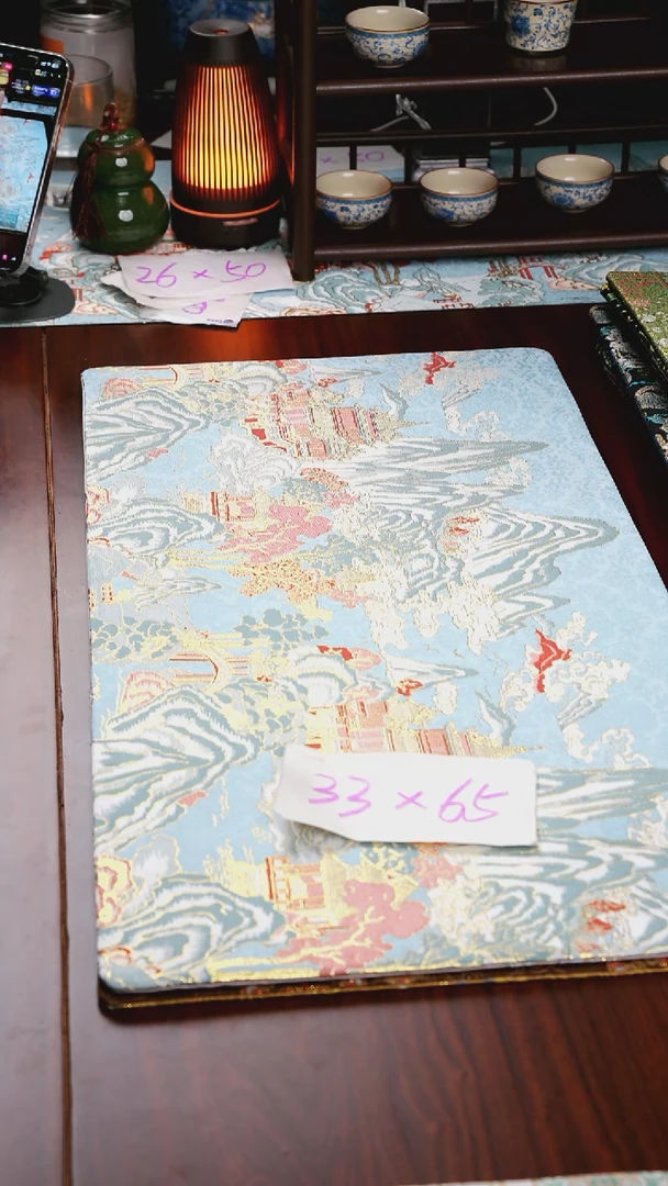 【千里江山蓝双面】中国风干泡织锦茶席33*65